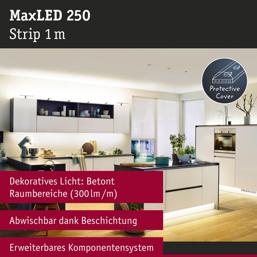 LED-Strip 'MaxLED 250 Warmweiß' 1 m 4 W beschichtet silber