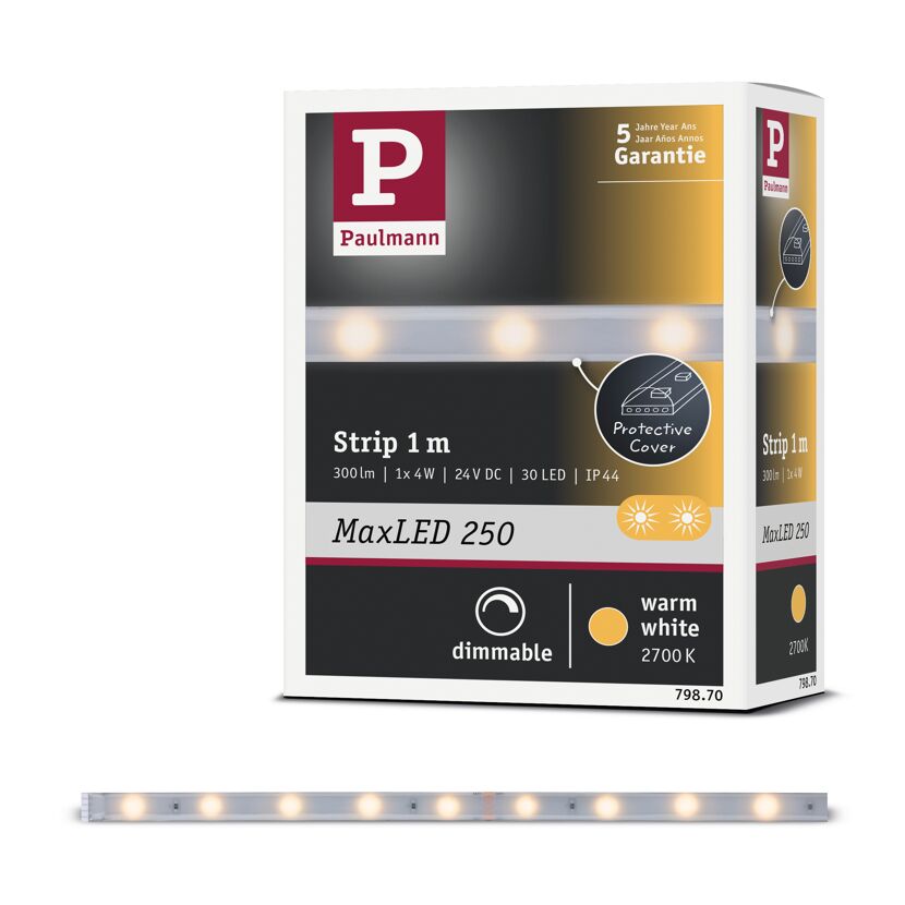 LED-Strip 'MaxLED 250 Warmweiß' 1 m 4 W beschichtet silber