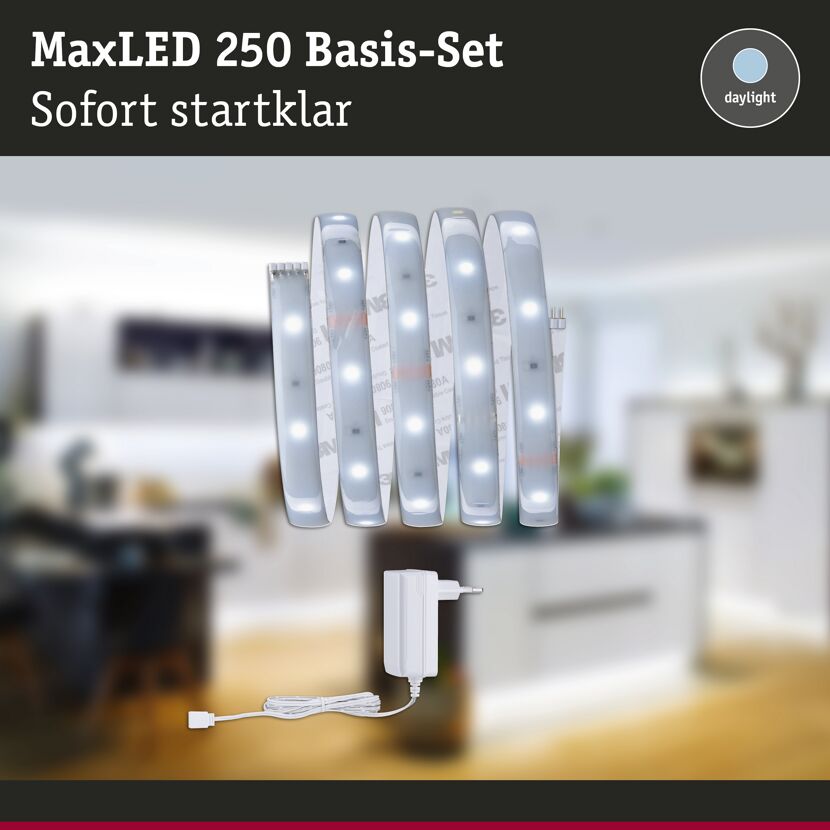 LED-Strip 'MaxLED 250 Daylight Basisset' 1,5 m 6 W beschichtet silber