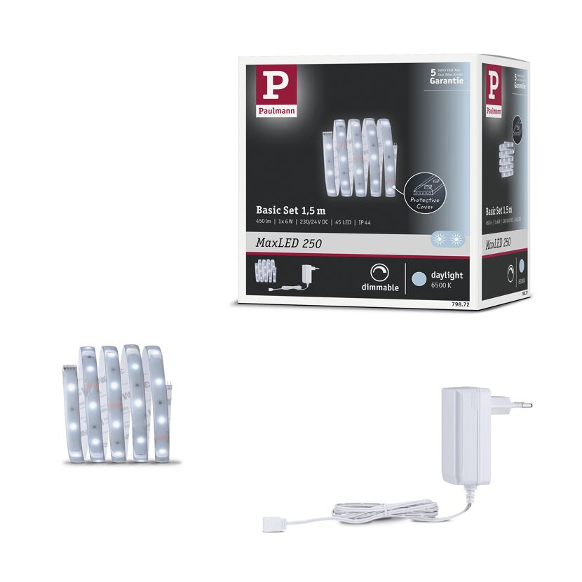 LED-Strip 'MaxLED 250 Daylight Basisset' 1,5 m 6 W beschichtet silber