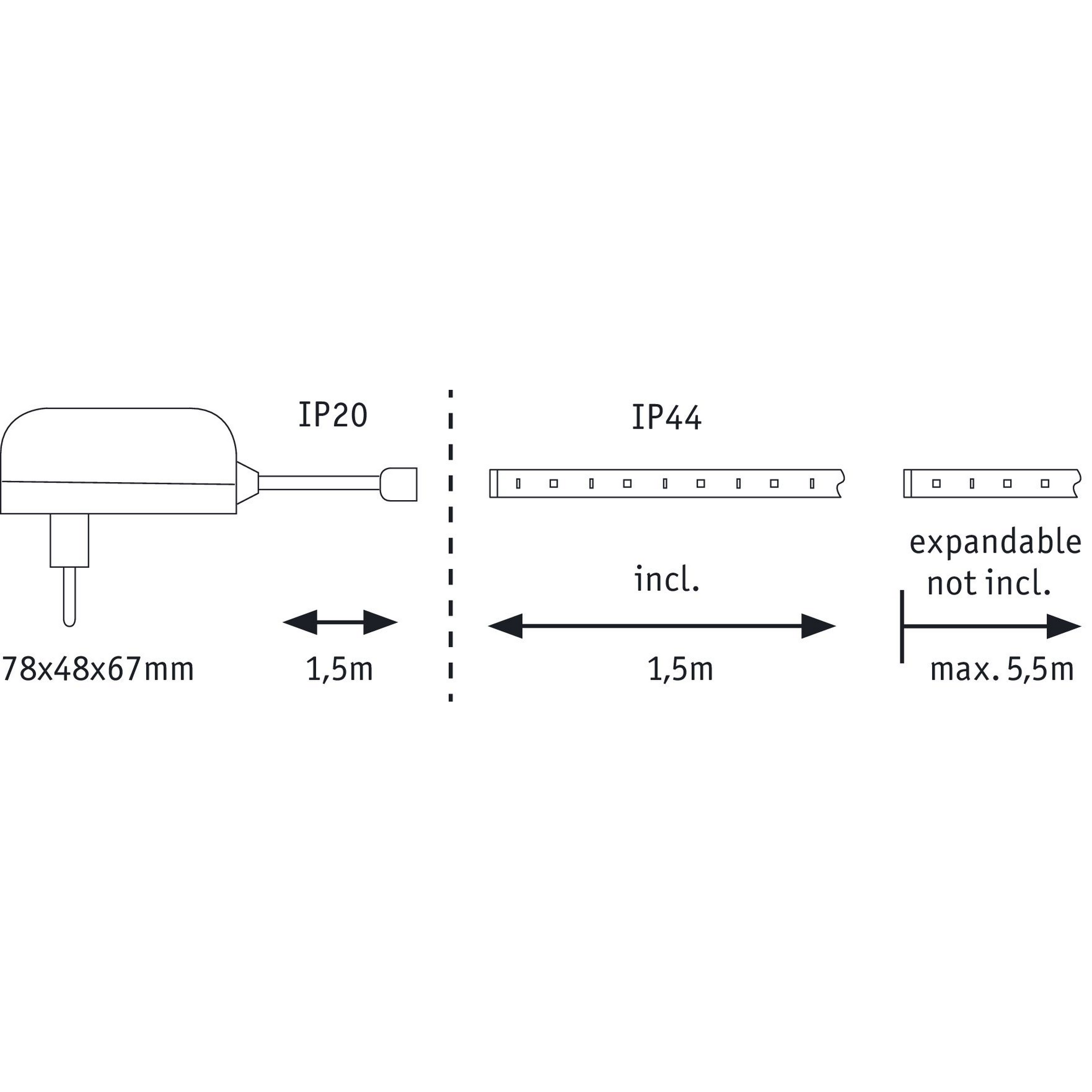 LED-Strip 'MaxLED 250 Daylight Basisset' 1,5 m 6 W beschichtet silber + product picture