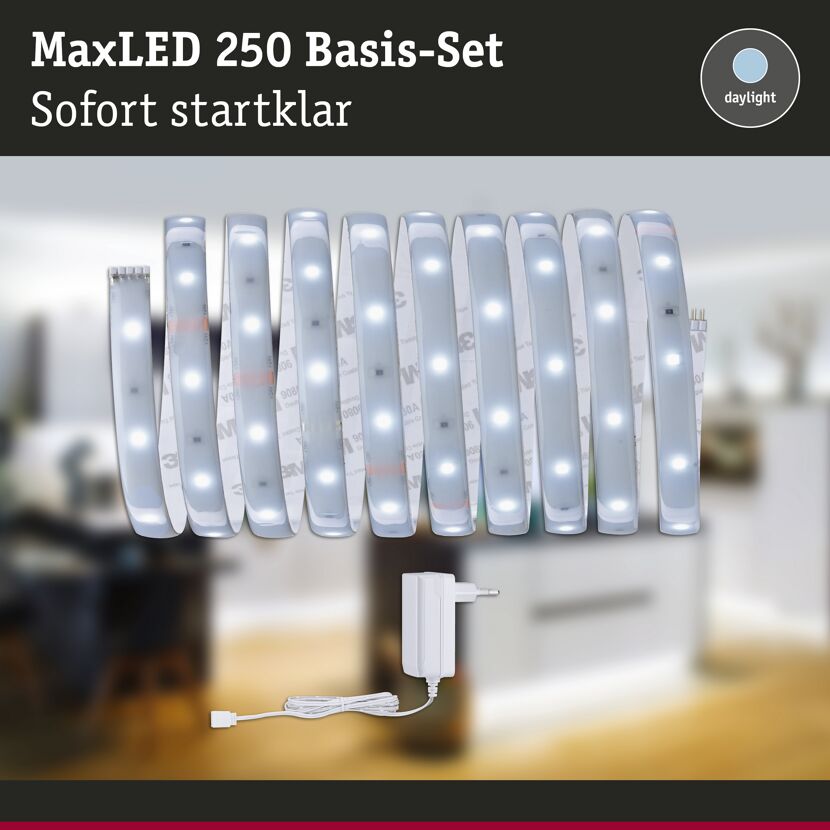 LED-Strip 'MaxLED 250 Daylight Basisset' 3 m 12 W beschichtet silber