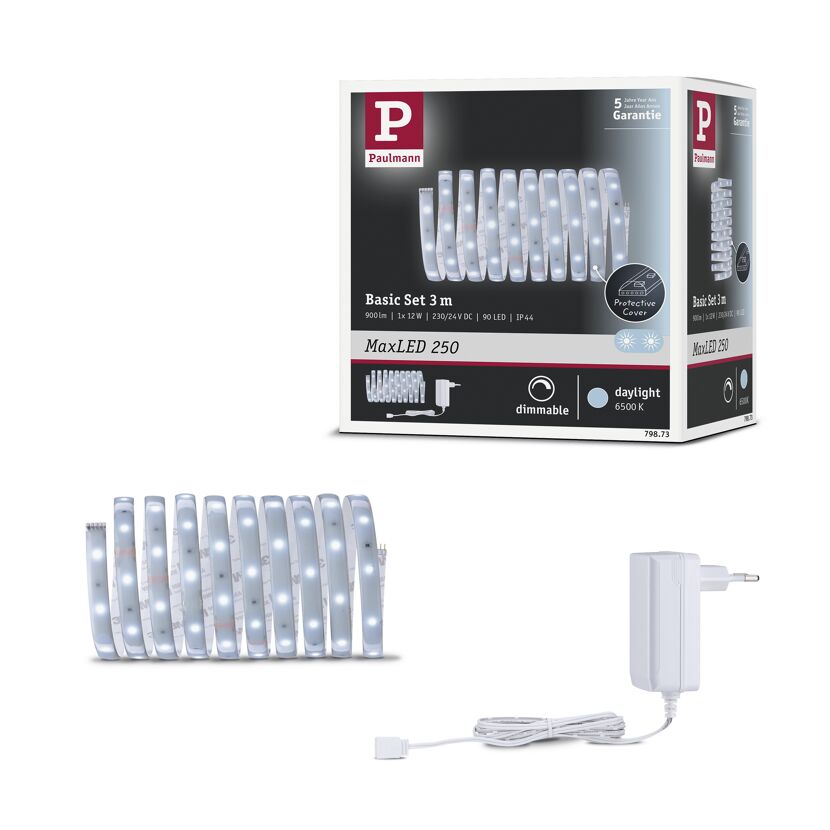 LED-Strip 'MaxLED 250 Daylight Basisset' 3 m 12 W beschichtet silber