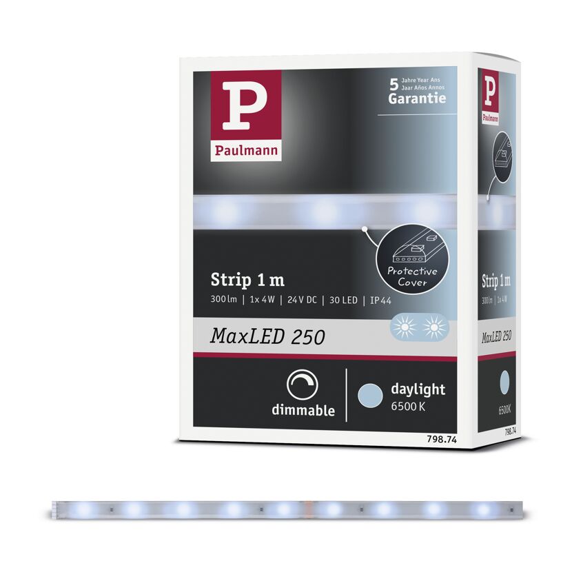LED-Strip 'MaxLED 250 Daylight' 1 m 4 W beschichtet silber