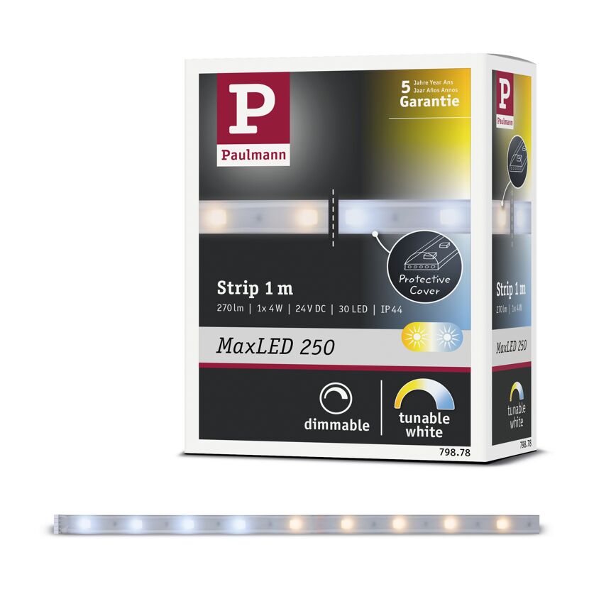 LED-Strip 'MaxLED 250 Tuneable White' 1 m 4 W beschichtet silber