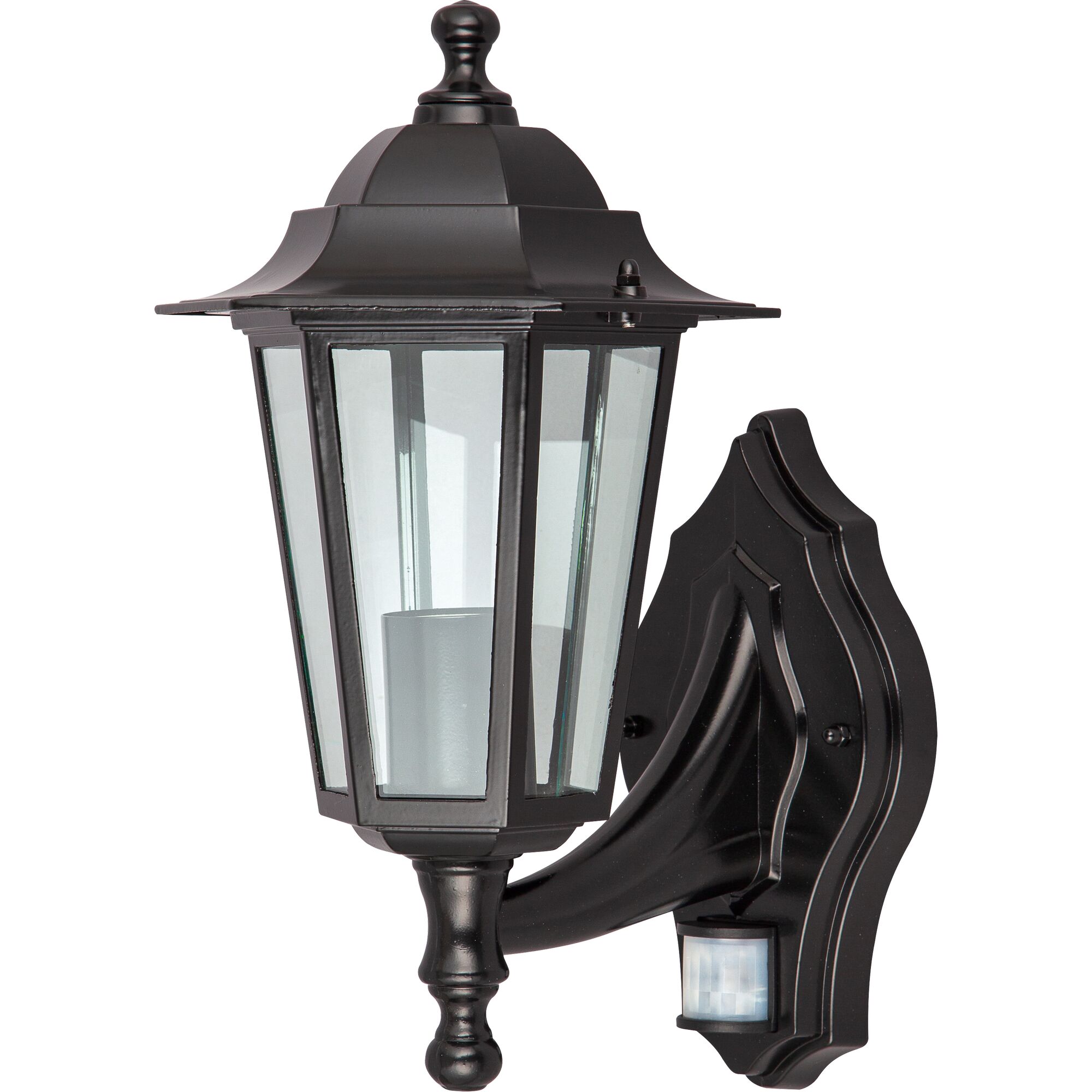 Schwarze Außenwandleuchte Heidelberg mit Bewegungsmelder