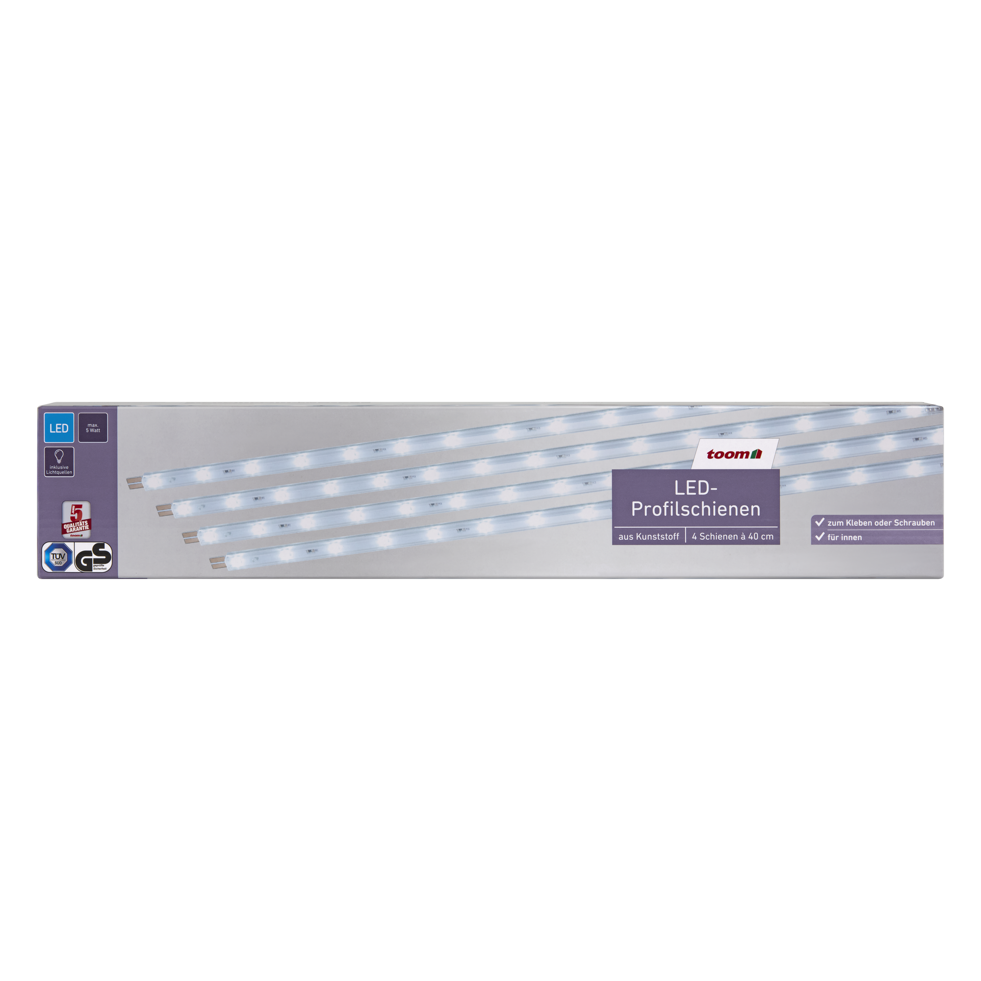 LED-Profilschienen weiß 4 Stück à 40 cm