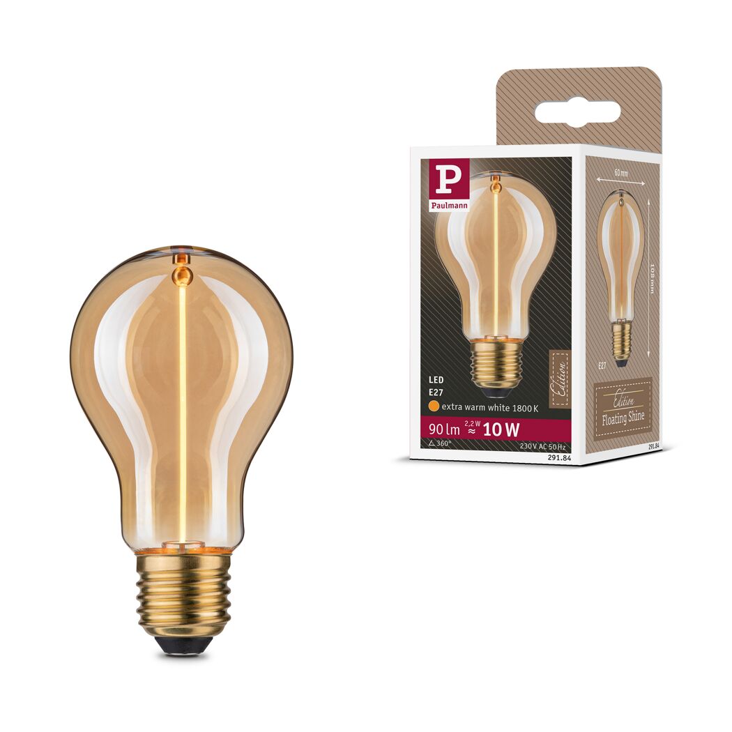 LED-Leuchtmittel 'Floating Shine' Standardform gold E27 2,2 W 90 lm warmweiß