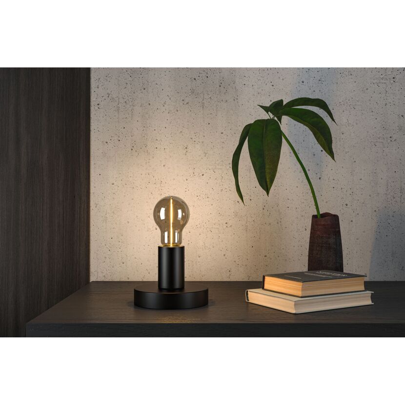 Schlichte schwarze Tischlampe mit LED