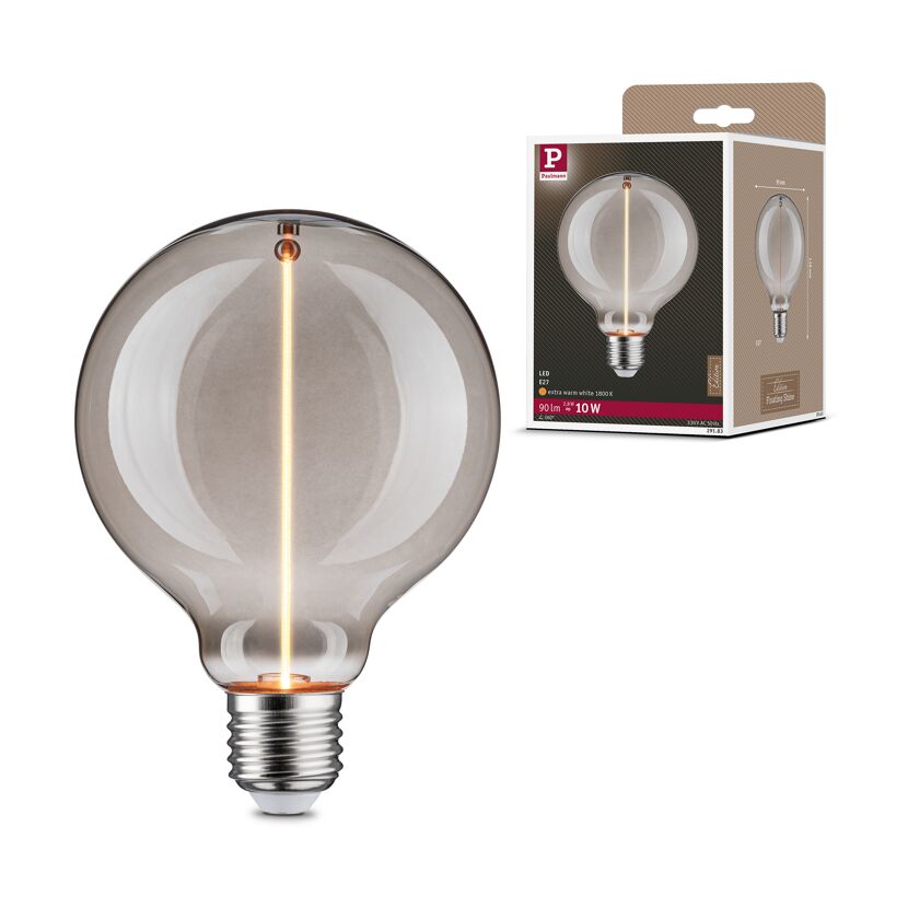 LED-Globe 'Floating Shine' G95 E27 2,8 W Rauchglas