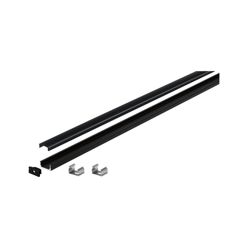 Profil 'Base' für LED-Streifen Aluminium, Kunststoff schwarz 1 m