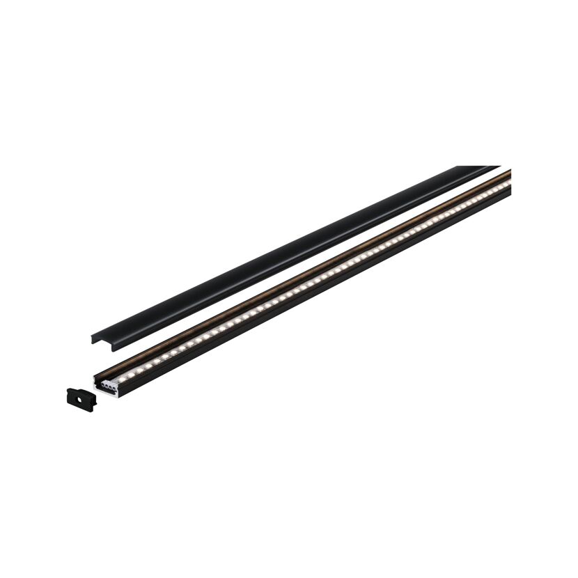 Profil 'Base' für LED-Streifen Aluminium, Kunststoff schwarz 1 m