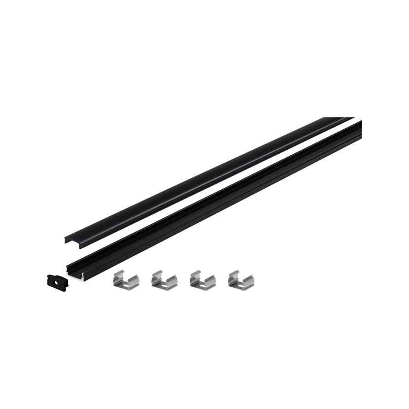 Profil 'Base' für LED-Streifen Aluminium, Kunststoff schwarz 2 m