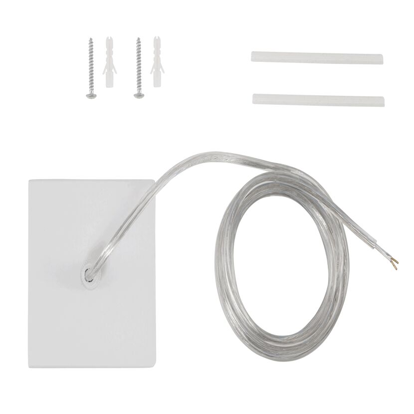 Montagematerial für Aufbauleuchte: Schrauben, Dübel, Kabel
