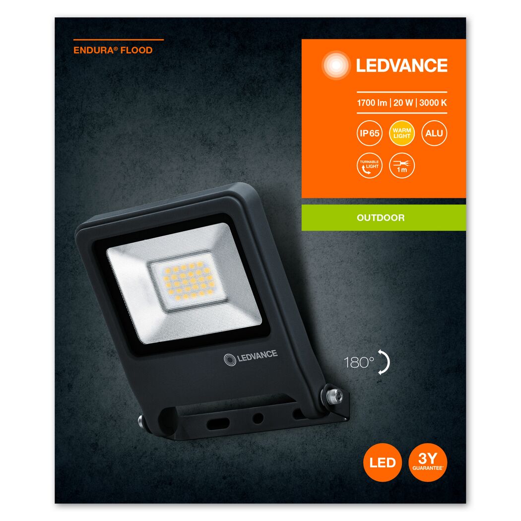 LED-Wandstrahler 'Endura Flood' 20 W 1700 lm warmweiß IP 65
