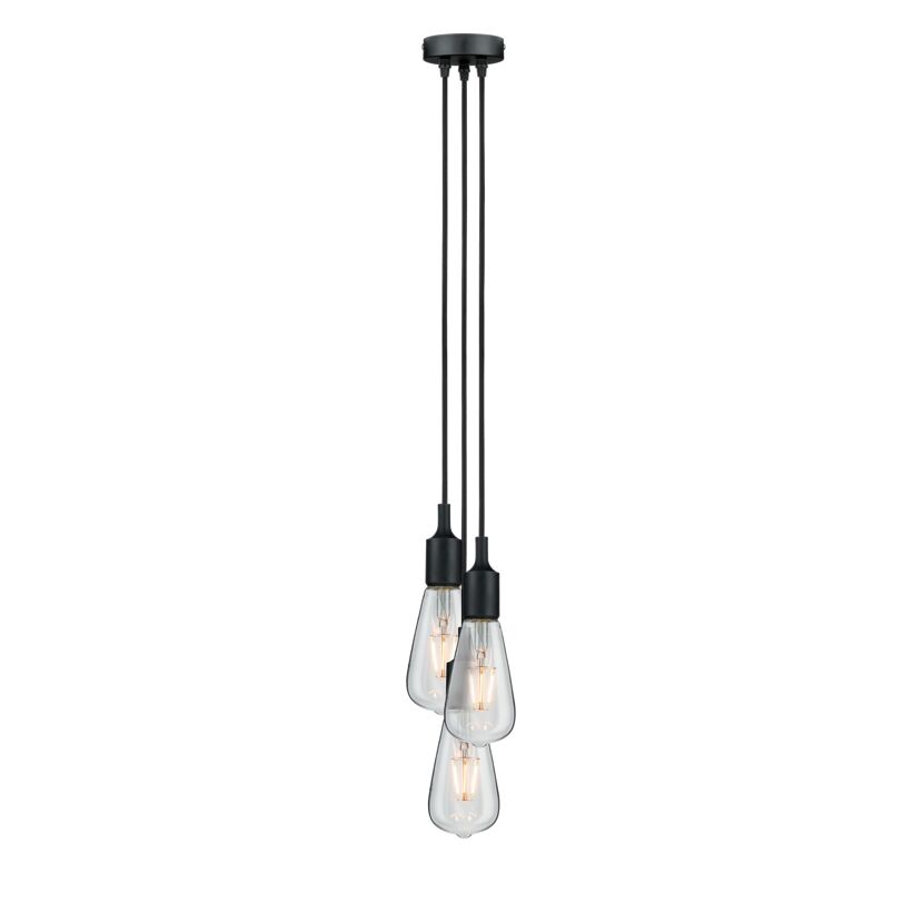 Pendelleuchte 'Neordic Ketil' E27 3 x 20 W Schwarz