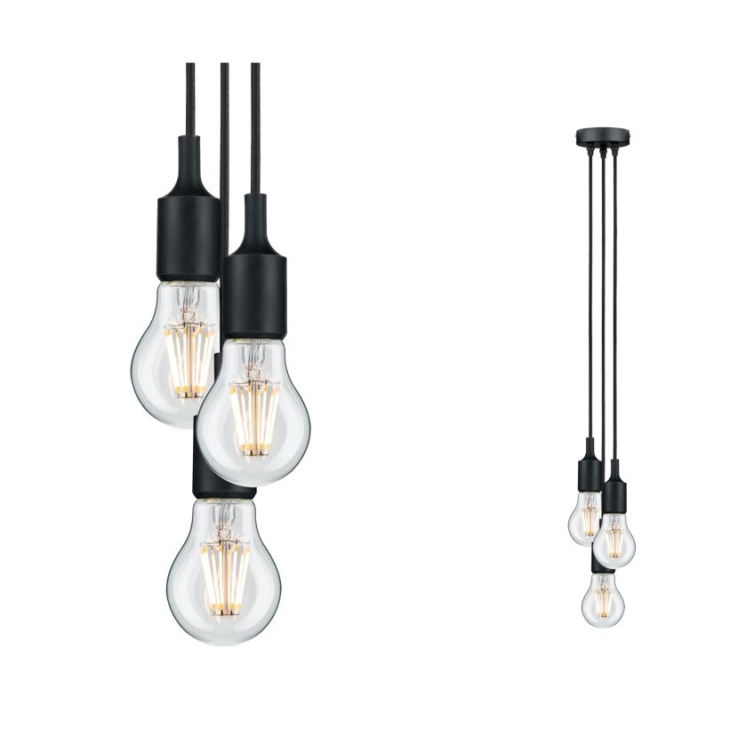 Pendelleuchte 'Neordic Ketil' E27 3 x 20 W Schwarz