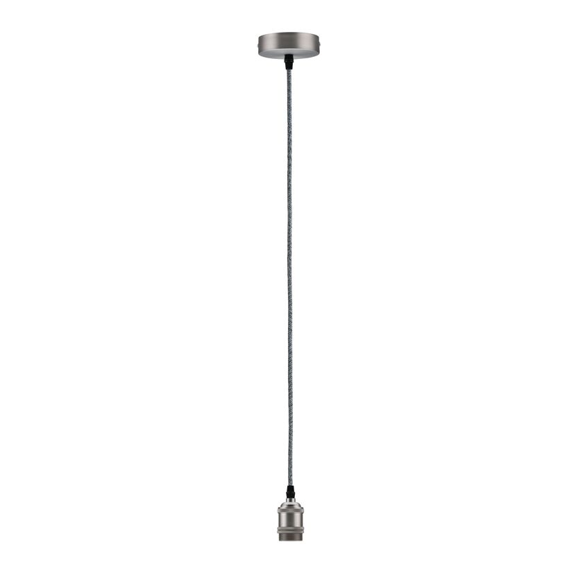 Hängeleuchte mit grauem Kabel und nickelbeschichteter Fassung