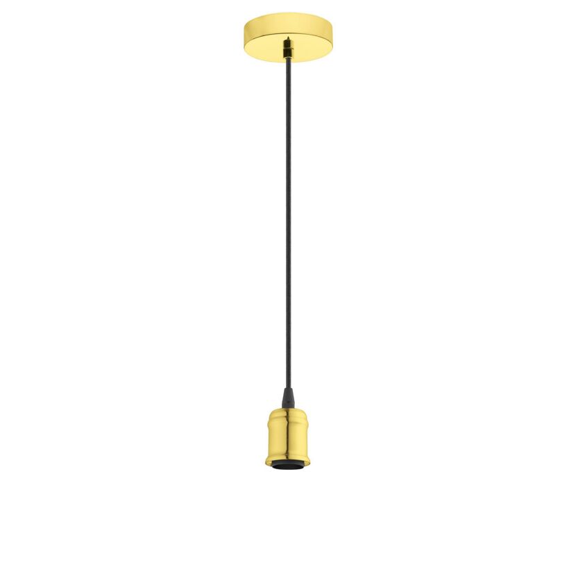Goldene Pendelleuchte Yorth mit schwarzem Kabel