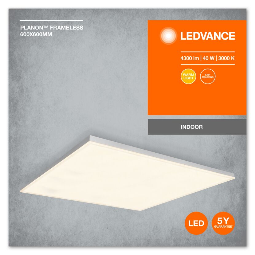 Anbauleuchte 'Planon™ Frameless' weiß 60 x 60 cm 3000 lm