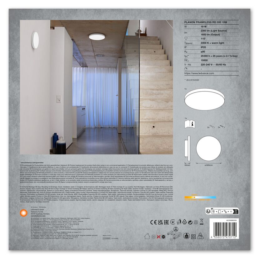 Anbauleuchte 'Planon™ Frameless' weiß Ø 30 cm 1600 lm