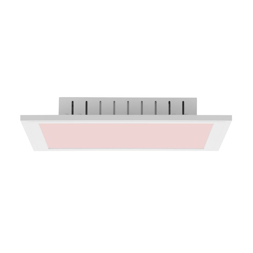 LED-Panel-Leuchte, quadratisch, weiß mit rosa Leuchtfeld