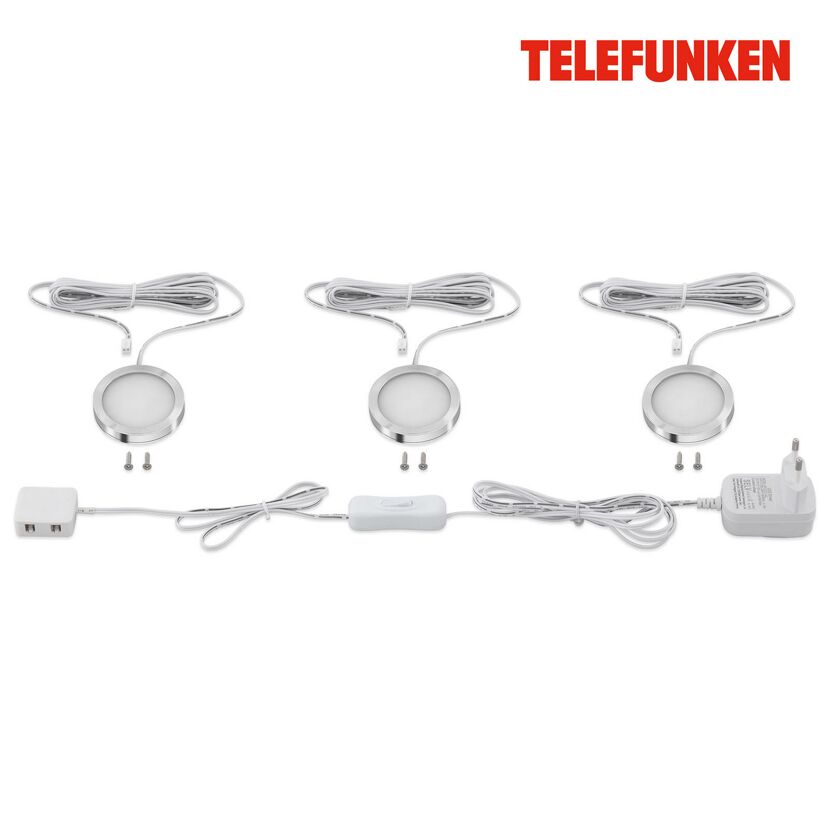 LED-Unterbauleuchten-Set 'DIONYSOS' silbern 1,8 W Ø 6 x 1 cm 3-teilig