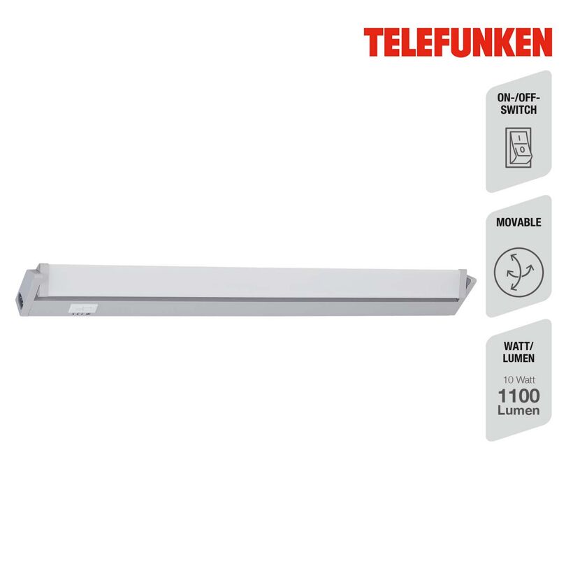 LED-Unterbauleuchte 'NUIT' grau 10 W 55,5 x 6 x 2,5 cm