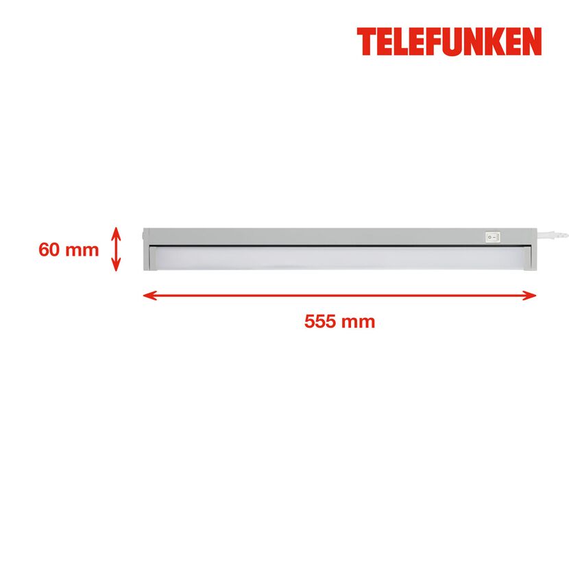 LED-Unterbauleuchte 'NUIT' grau 10 W 55,5 x 6 x 2,5 cm