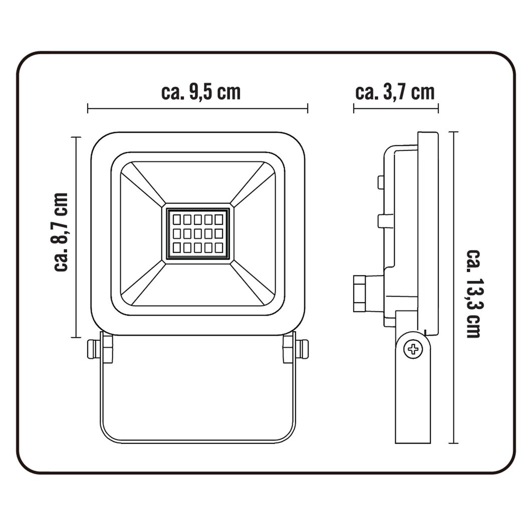 Zeichnung LED Strahler mit Maßen