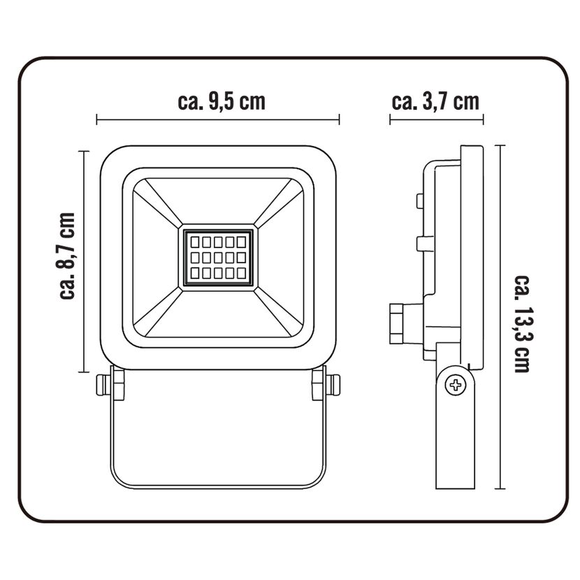 Zeichnung LED Strahler mit Maßen