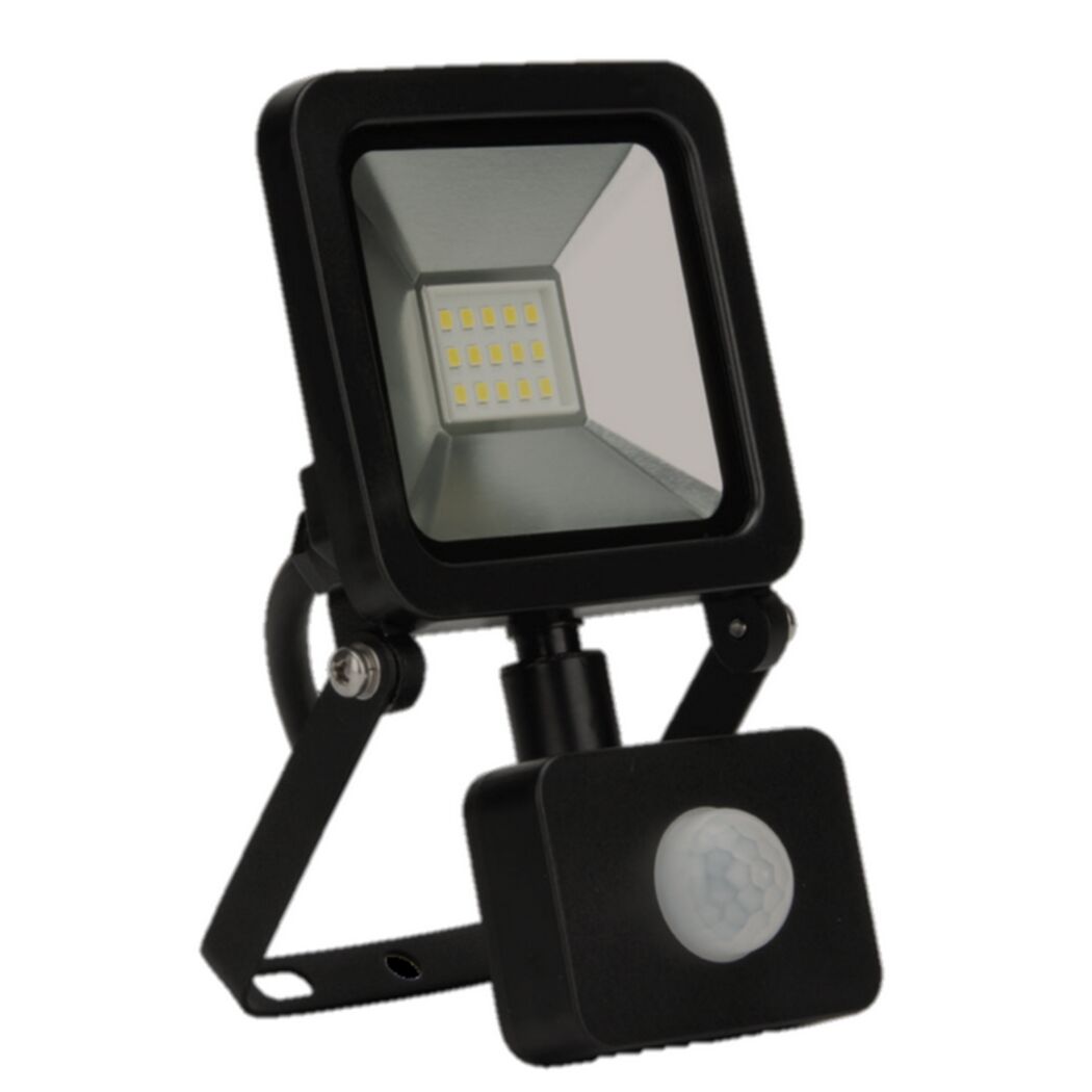 Schwarzer LED-Strahler mit Bewegungsmelder