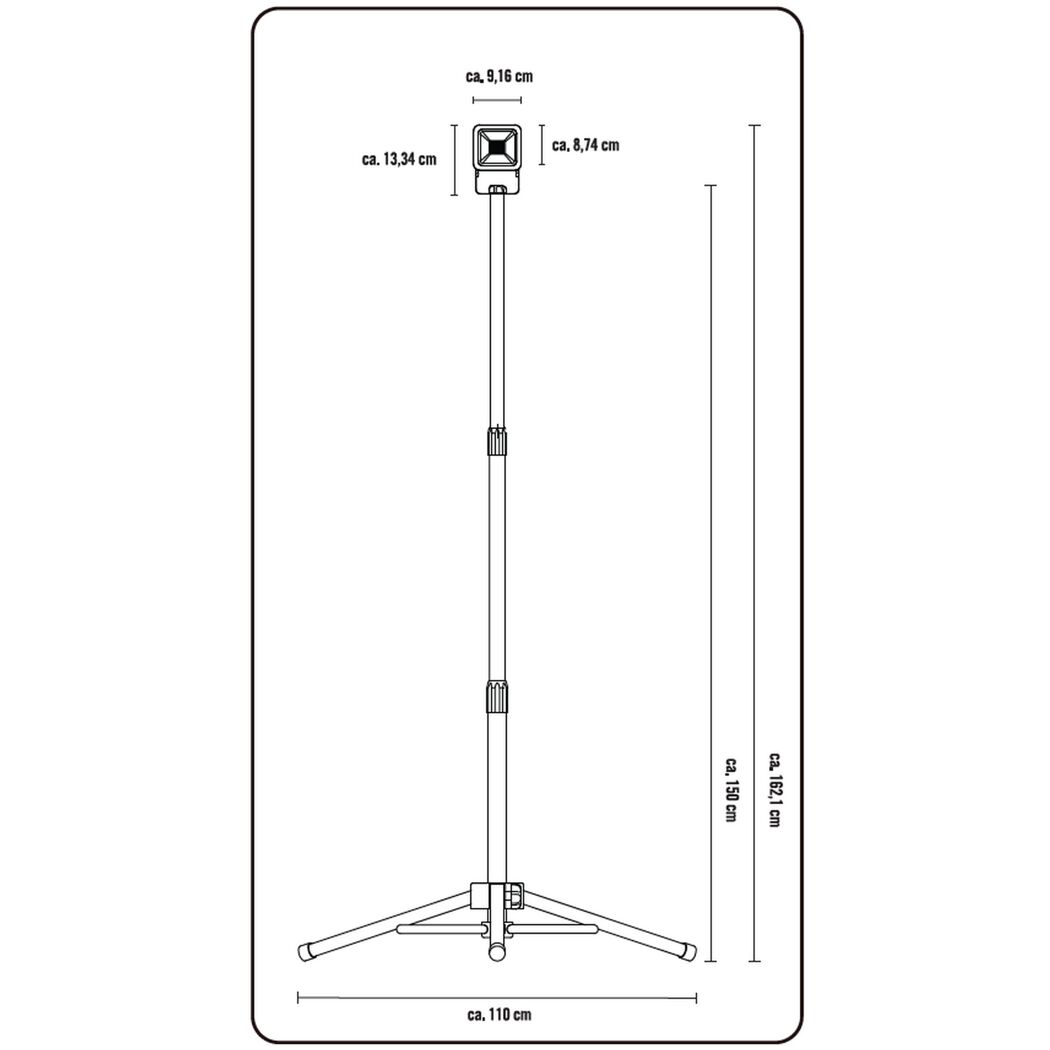 LED Stativfluter mit Maßen