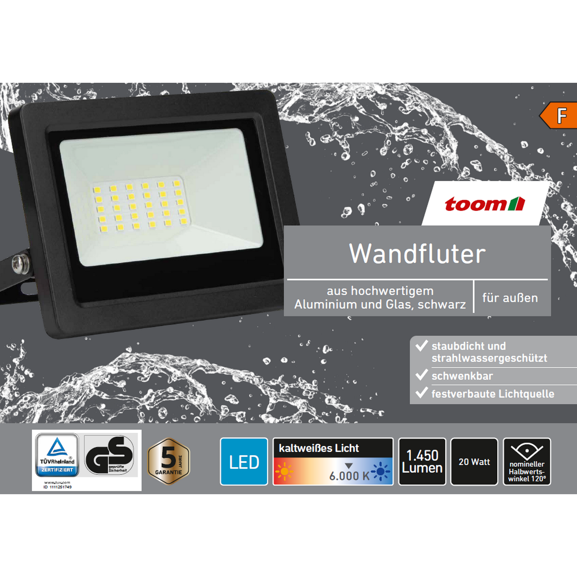 LED-Wandfluter schwarz 20 W 1450 lm + product picture