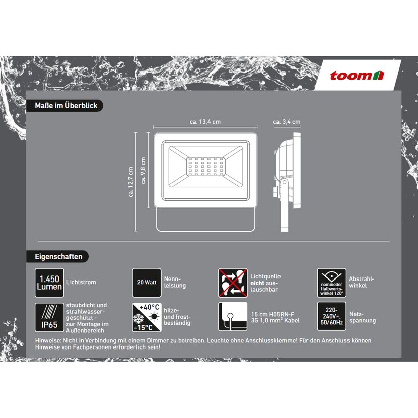 LED-Strahler mit technischen Daten