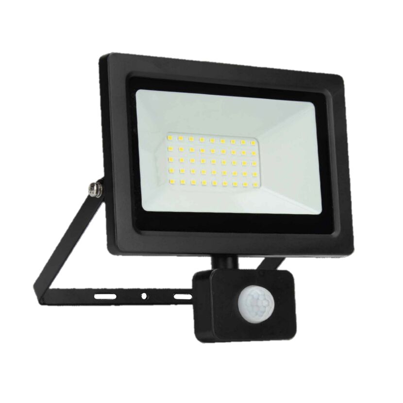Schwarzer LED-Strahler mit Bewegungsmelder