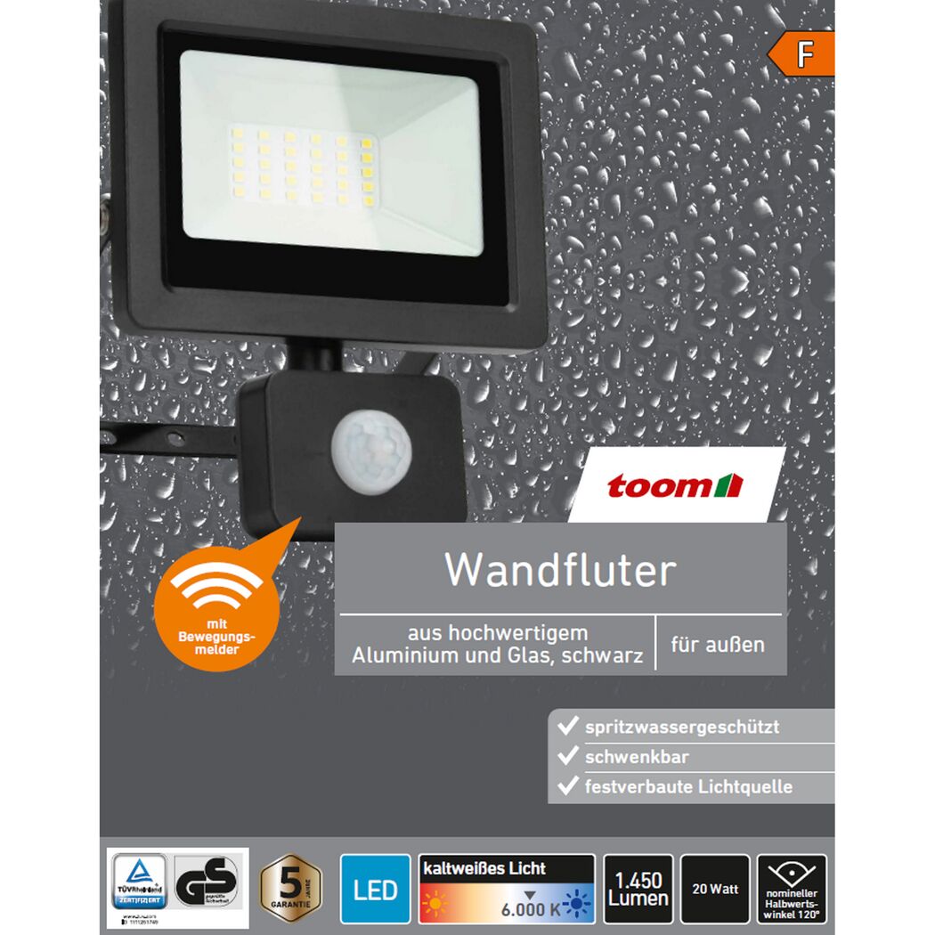 LED-Außenwandstrahler mit Bewegungssensor 1450 lm tageslichtweiß IP 44 13,4 x 16,2 cm