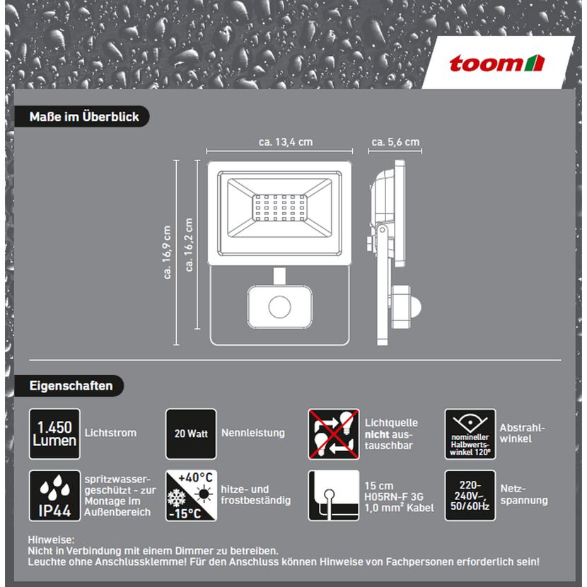 Toom LED-Strahler mit Bewegungsmelder