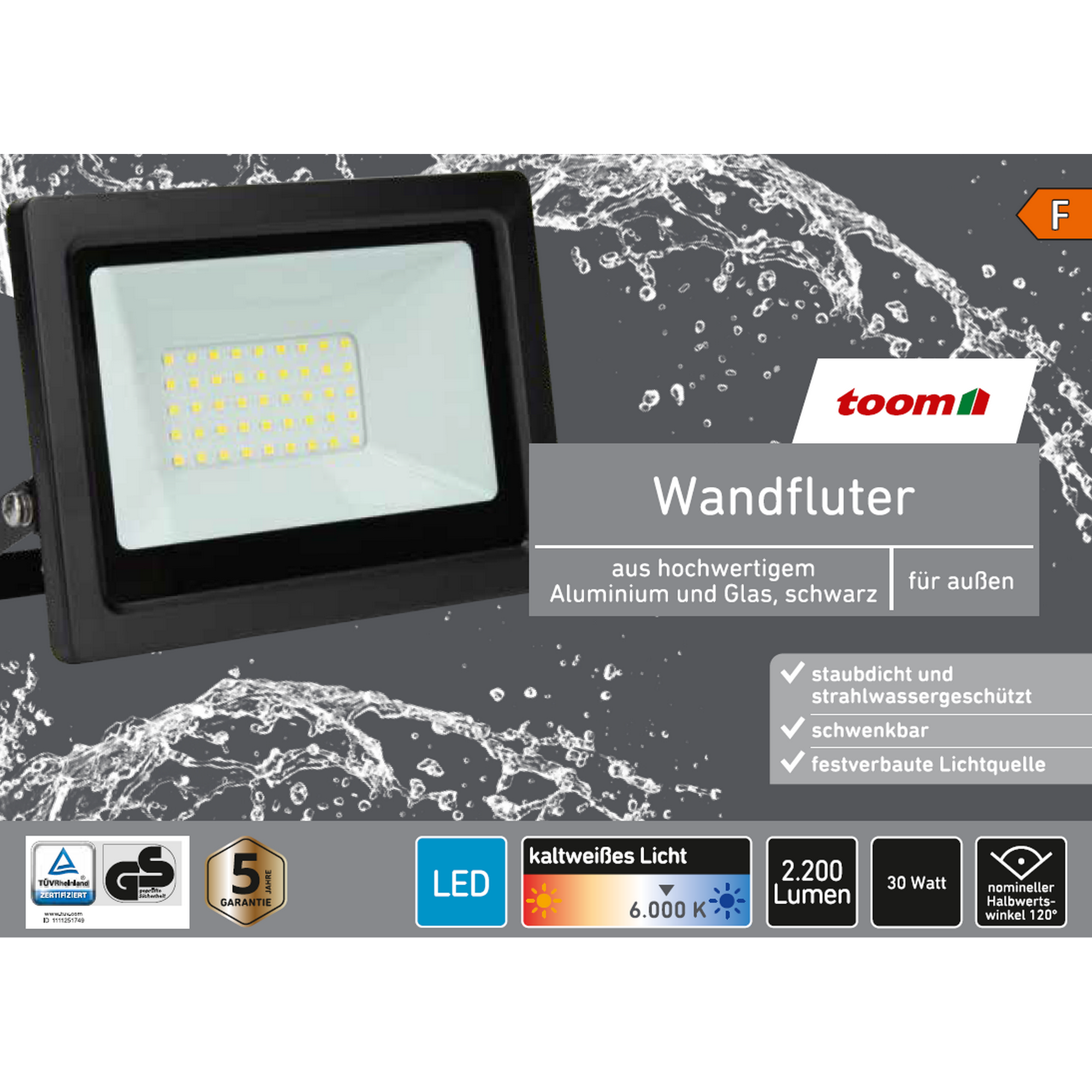 LED-Wandfluter schwarz 30 W 2200 lm + product picture