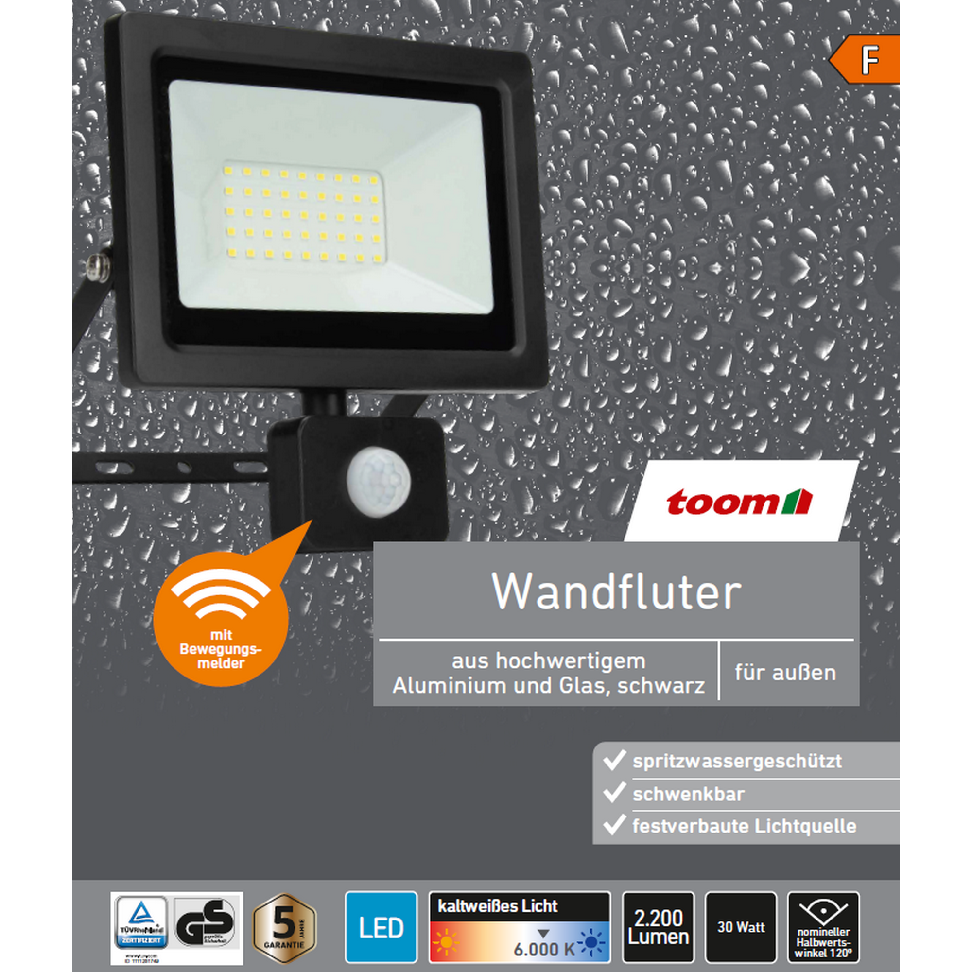 LED-Wandfluter mit Bewegungsmelder schwarz 30 W 2200 lm + product picture