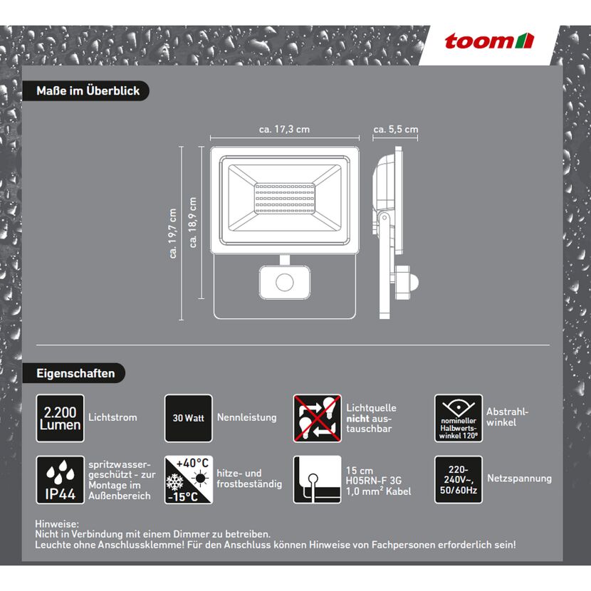 LED-Strahler mit 30 Watt und 2.200 Lumen