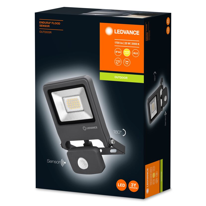 LEDVANCE Endura Flood Sensor, 20 W, 1700 lm, in Verpackung