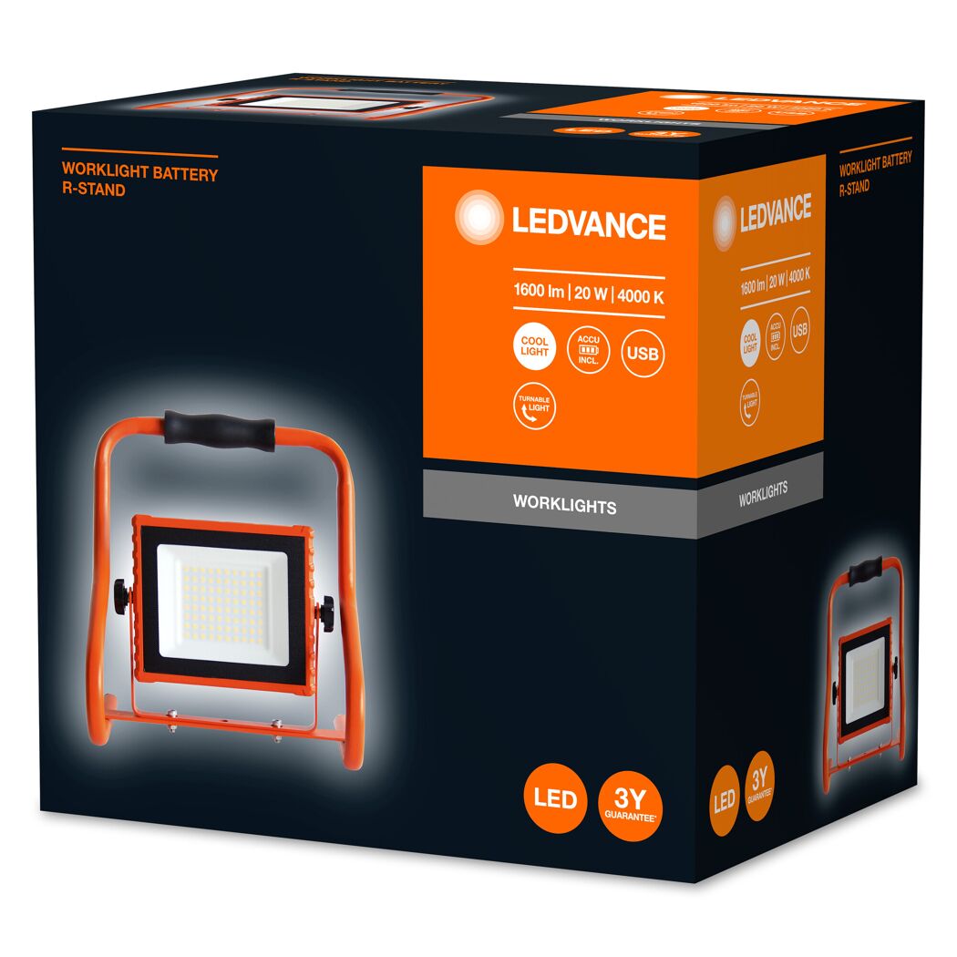 LED Akku-Fluter, 20 W, 1600 lm, inklusive Akku