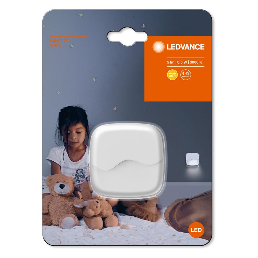 Nachtlicht 'Lunetta Wave' warmweiß 5 lm 55 x 60 x 60 mm, mit Sensor