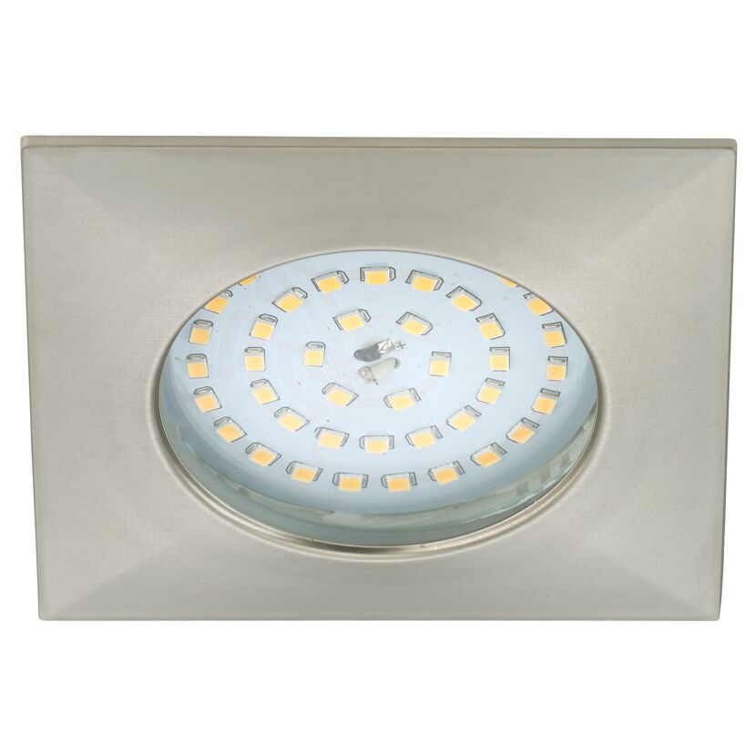 Eckige LED-Einbauleuchte in Nickel