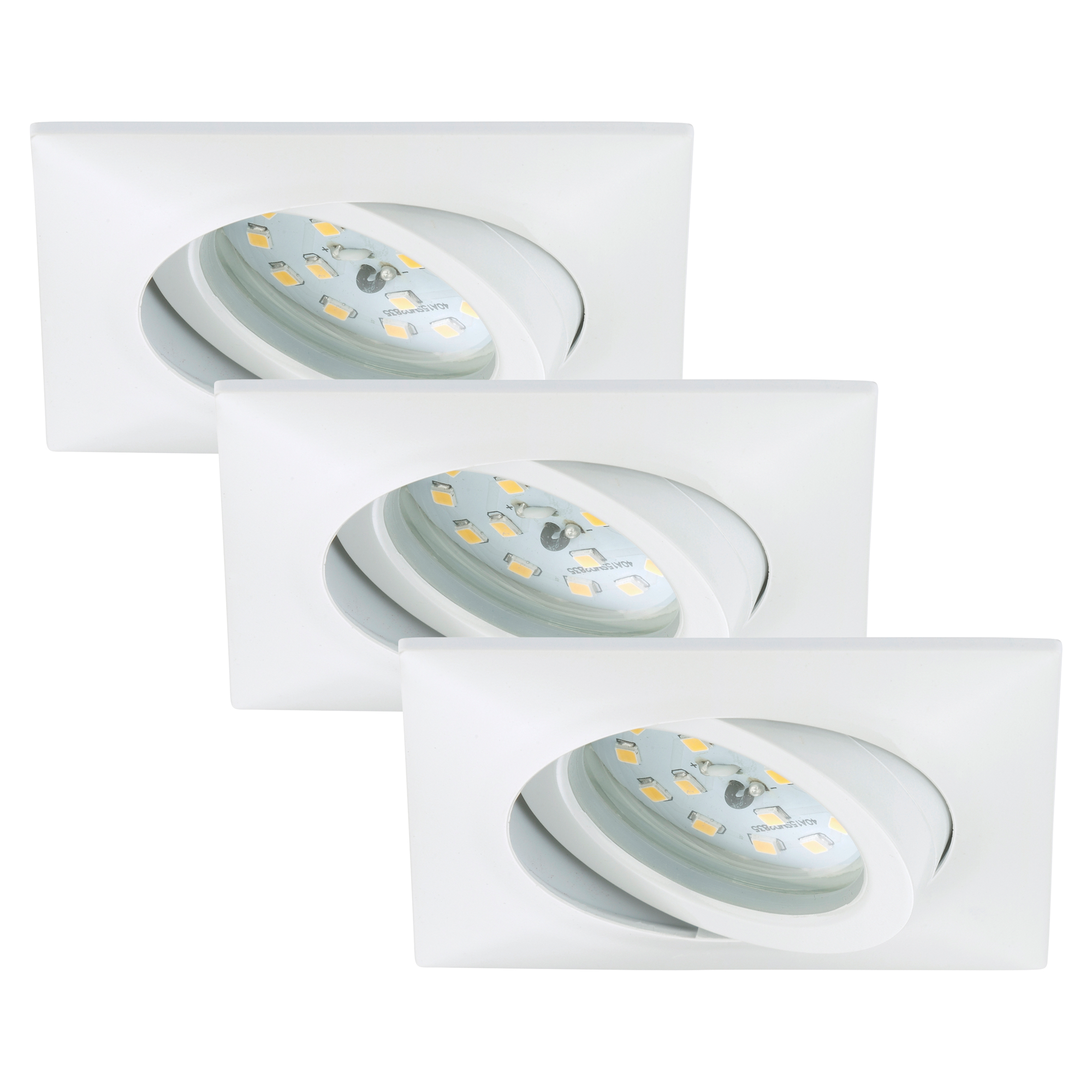 LED-Einbauleuchte 1-flammig (3 Stück) Weiß Eckig + product picture