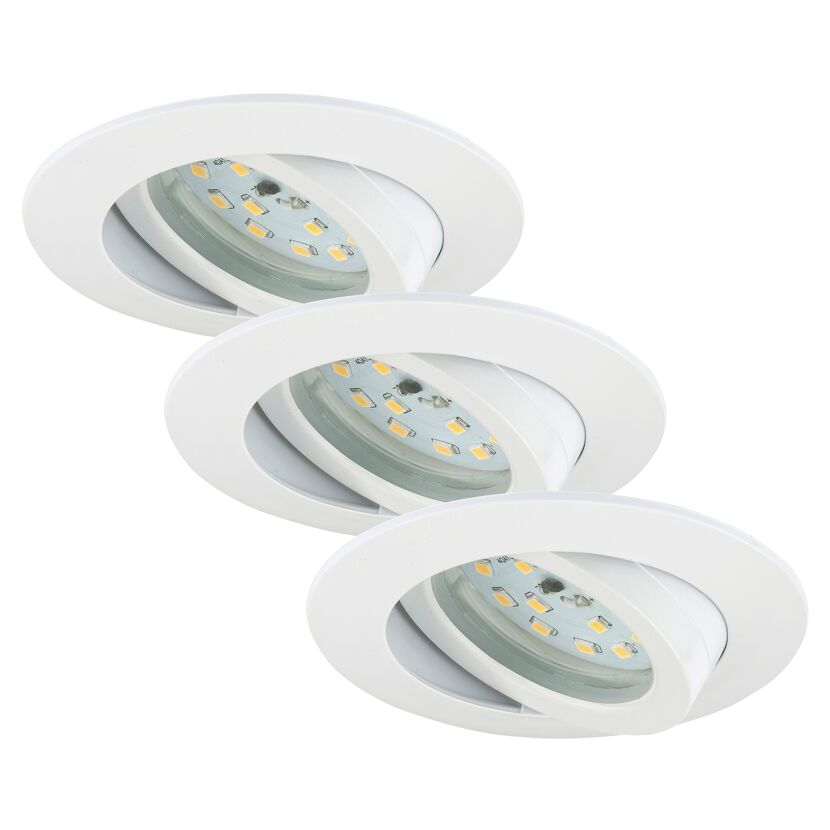 Drei weiße LED Einbauleuchten
