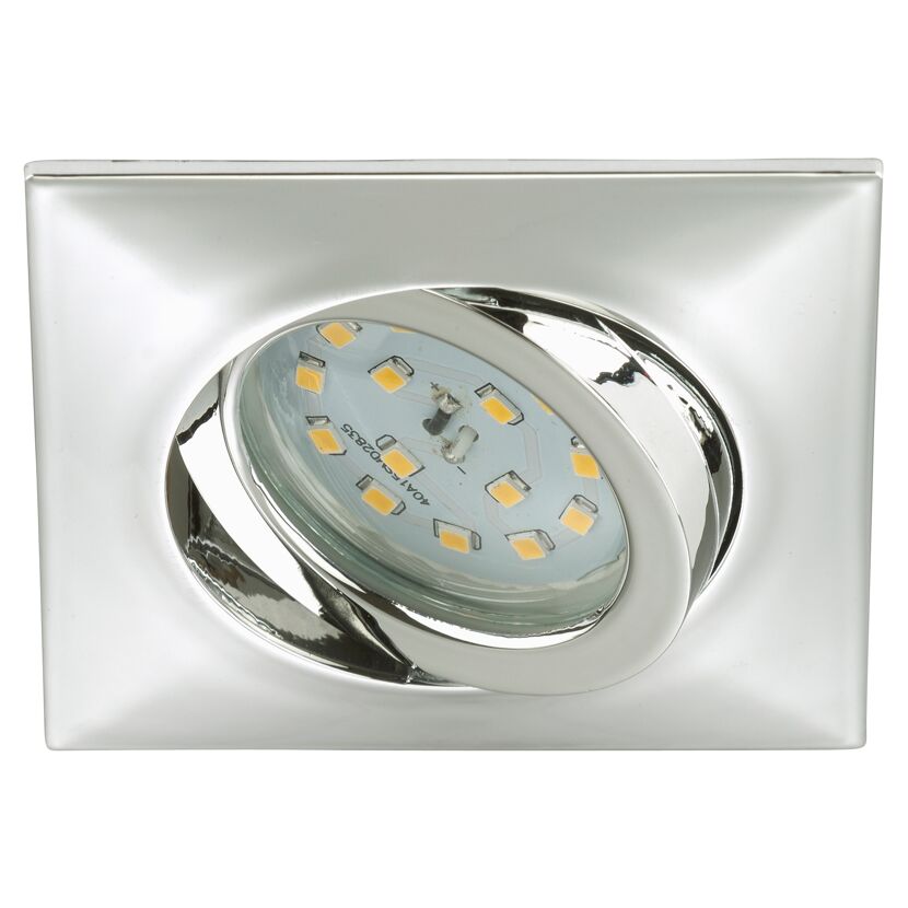 Eckige LED-Einbauleuchte in Chrom