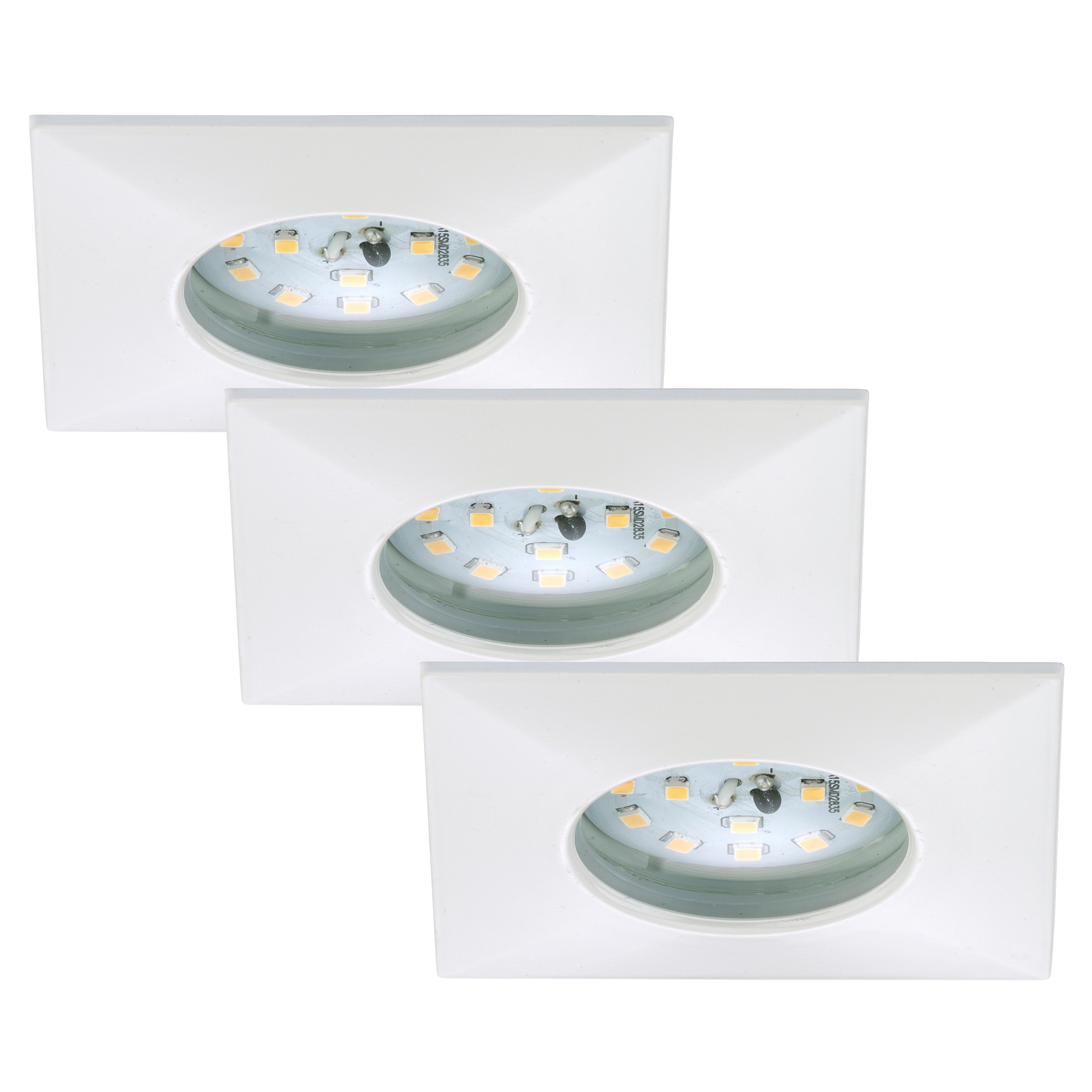 LED-Einbauleuchten 1-flammig (3 Stück) Weiß Eckig + product picture