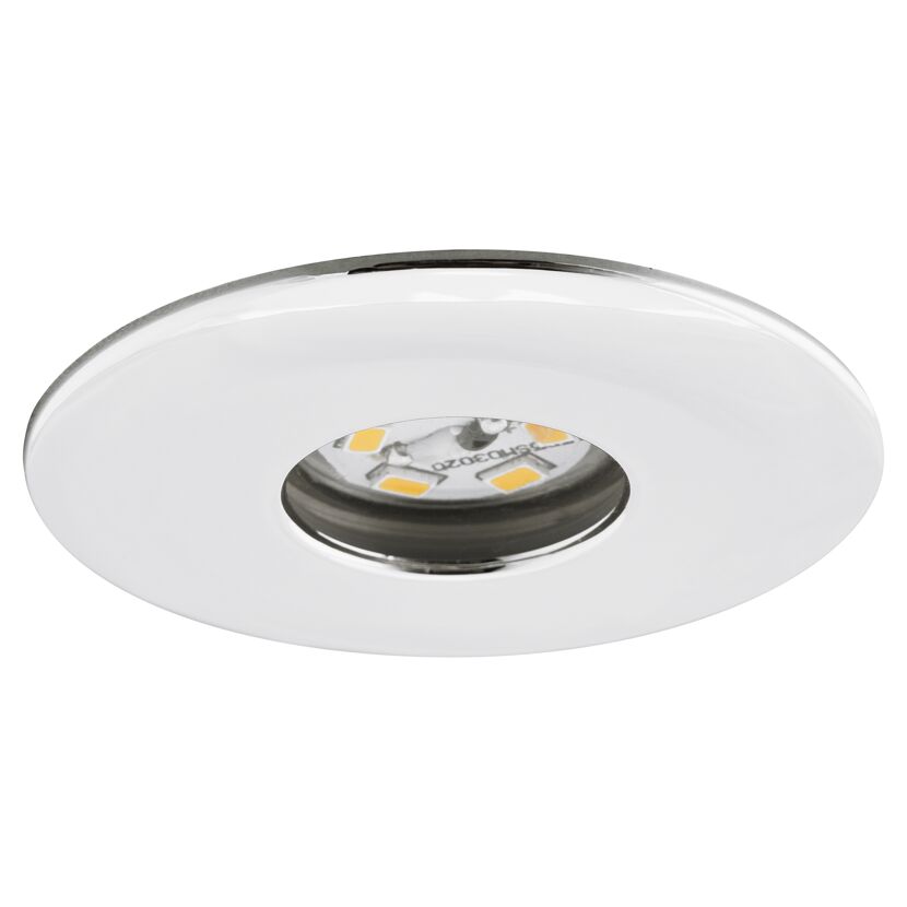 Weiße LED-Einbauleuchte mit Chromrand